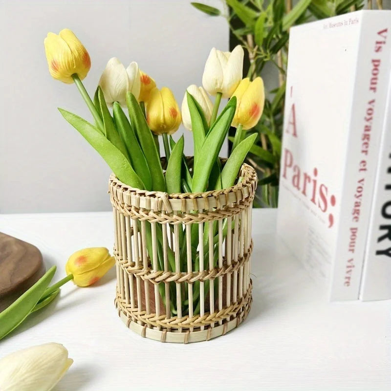 Hand-Woven Rattan Pen Holder & Stationery Organizer Rattan Pen Holder Babs
