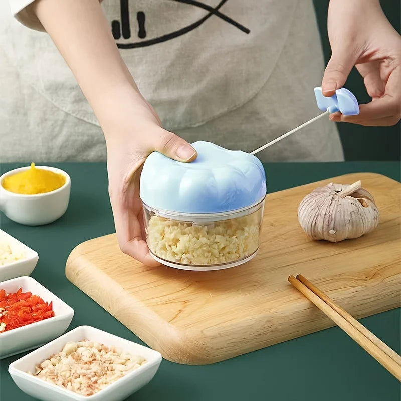Manual Pull-String Vegetable Chopper with Container | Hand Mincer Manual Food Chopper Babs