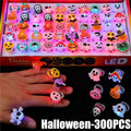 Halloween LED Glowing Pumpkin Ghost Rings – Kids Party Favors LED Party Rings Babs Halloween-300PCS