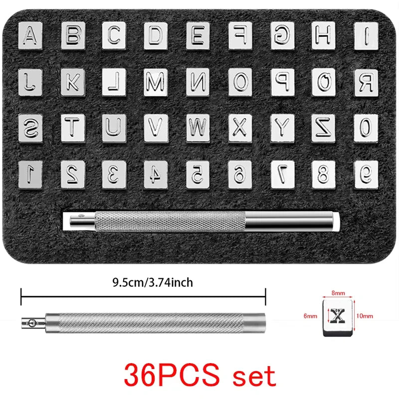 Zinc Alloy Alphabet & Number Stamp Punch Set | Leathercraft Leather Stamp Punch Set Babs 6mm 36pcs
