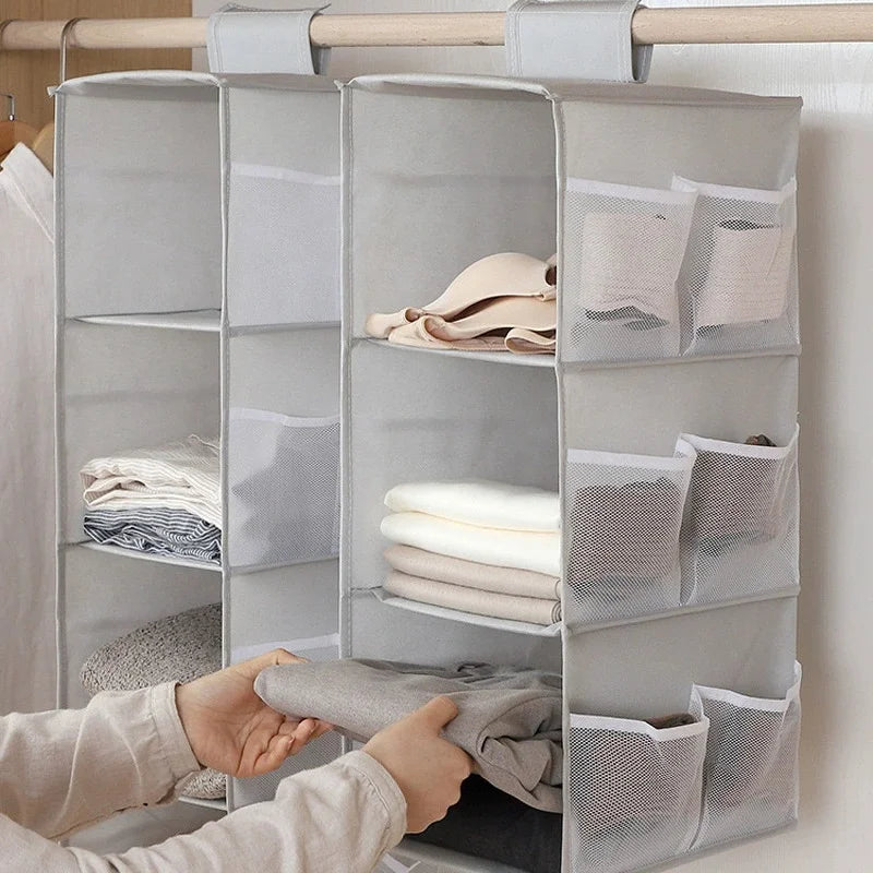 Foldable Hanging Closet Organizer – Clothes, Bags & Shoes Closet Hanging Organizer Babs