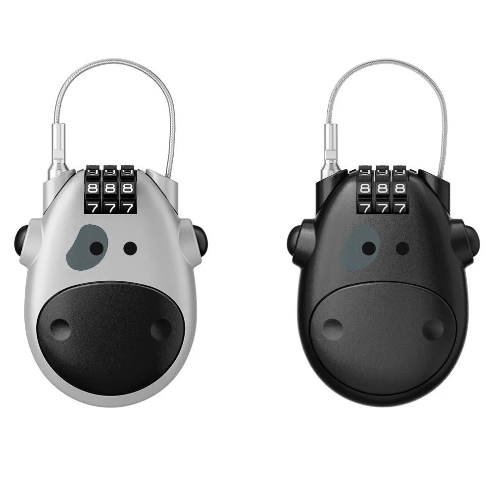 Retractable Steel Cable Combination Lock – Bike & Luggage Cable Combination Lock Babs 2PCS black-silver