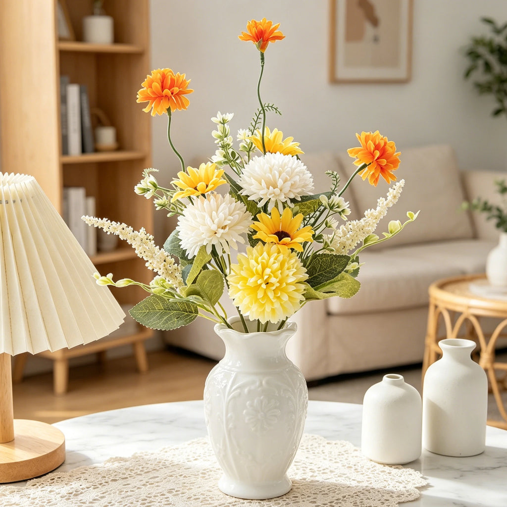 Silk Artificial Chrysanthemum Bouquet for Weddings & Home Décor Artificial Flower Bouquet Babs