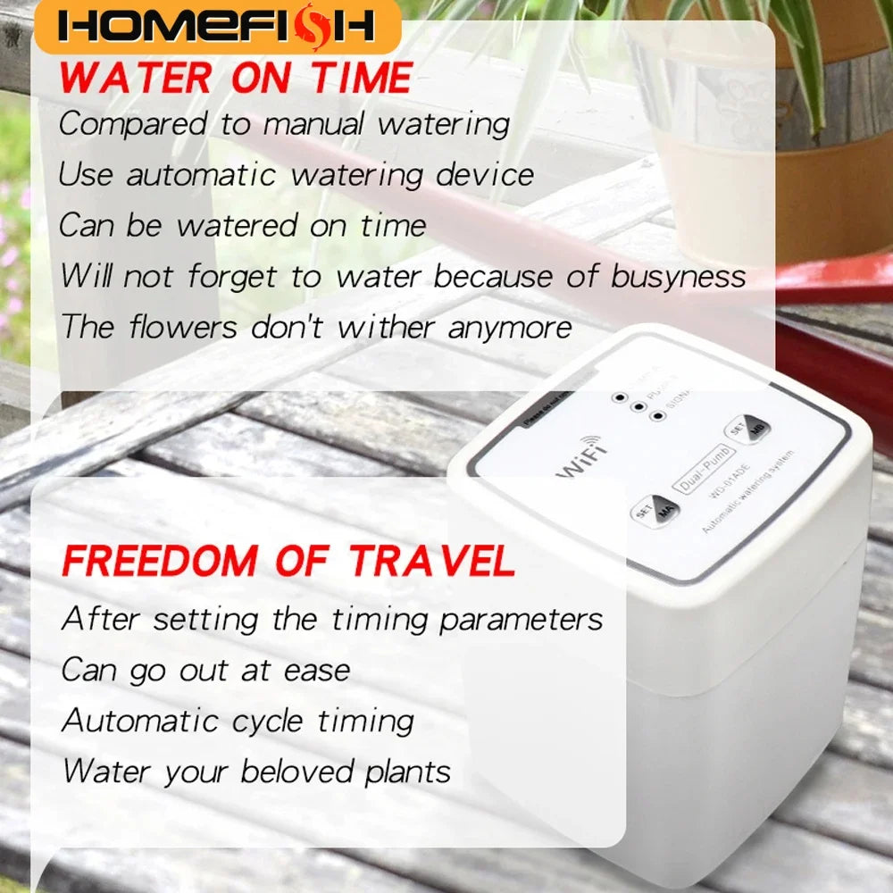 WiFi Dual Pump Auto Drip Irrigation System – APP Controlled Drip Irrigation System Babs