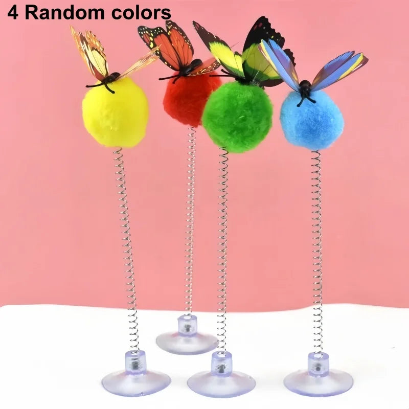 Cat Spring Ball Toys with Suction Cups & Butterfly Design Cat Toy Babs 4 Random colors