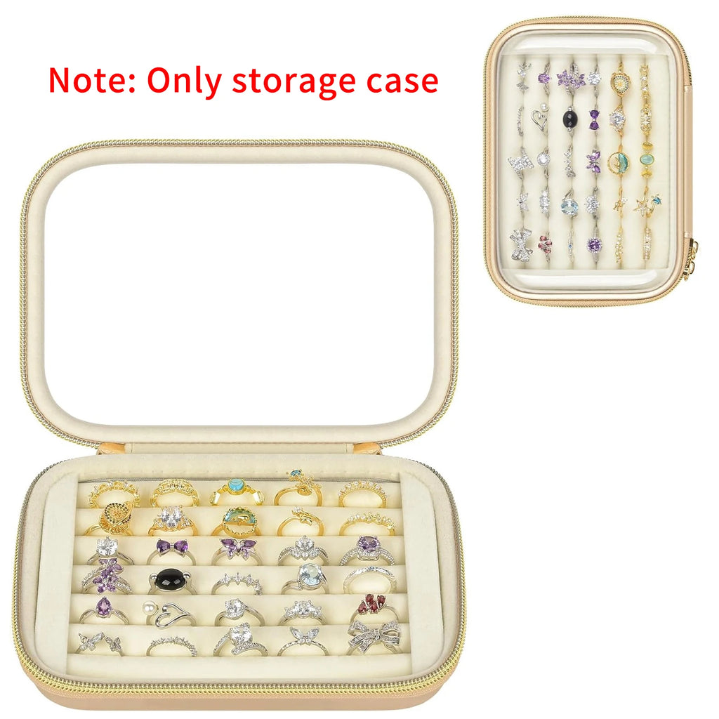6-Row Velvet Ring Organizer Box – Clear Top, Holds 30+ Rings Ring Organizer Box Babs MULTI