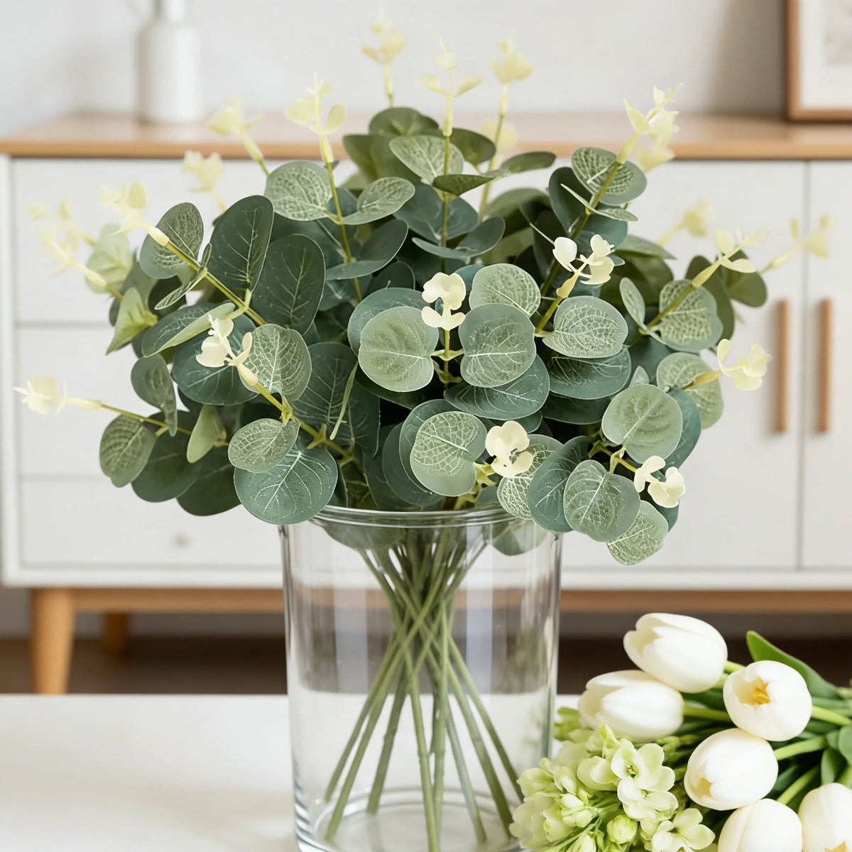 24pcs Artificial Silk Eucalyptus Leaves UV-Resistant Wedding Décor Artificial Silk Leaves Babs