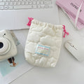 Cute Drawstring Makeup & Camera Storage Bag | Travel Pouch Drawstring Storage Bag Babs WHITE
