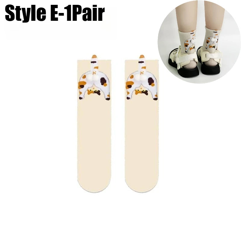 3D Dog Novelty Socks – Cute Animal Socks for Pet Lovers Novelty Animal Socks Babs Cat E-1Pair One Size