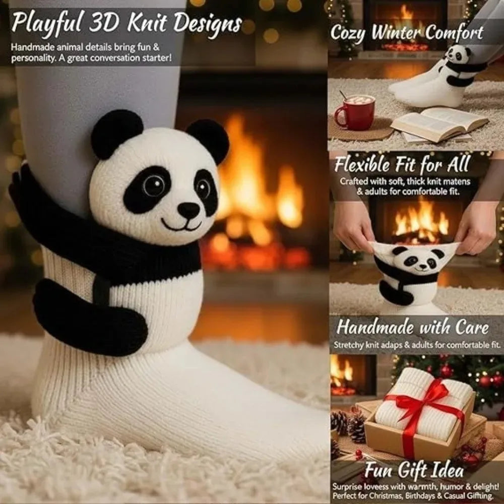 3D Knitted Animal Floor Socks – Cute Sloth & Panda Gift Novelty Knitted Socks Babs