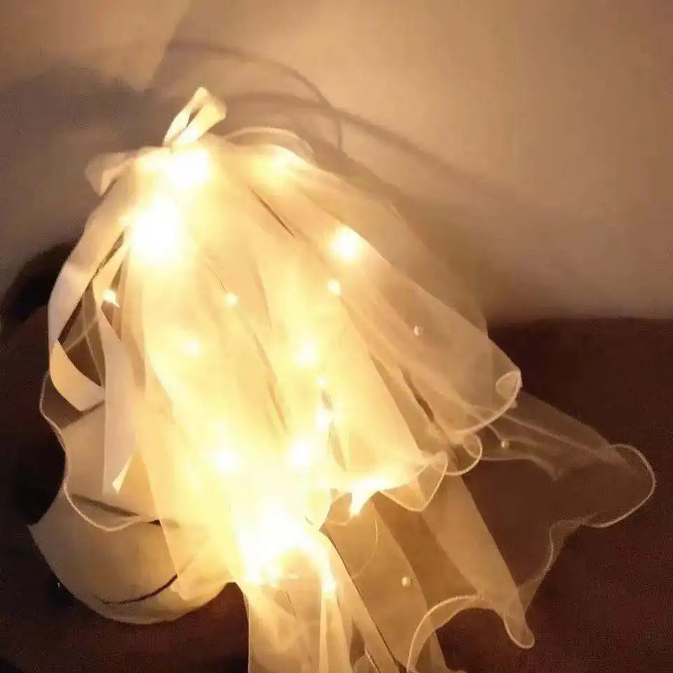LED Glow Bridal Veil & Flower Crown – Bachelorette Party Gift Bridal Party Veil Babs C