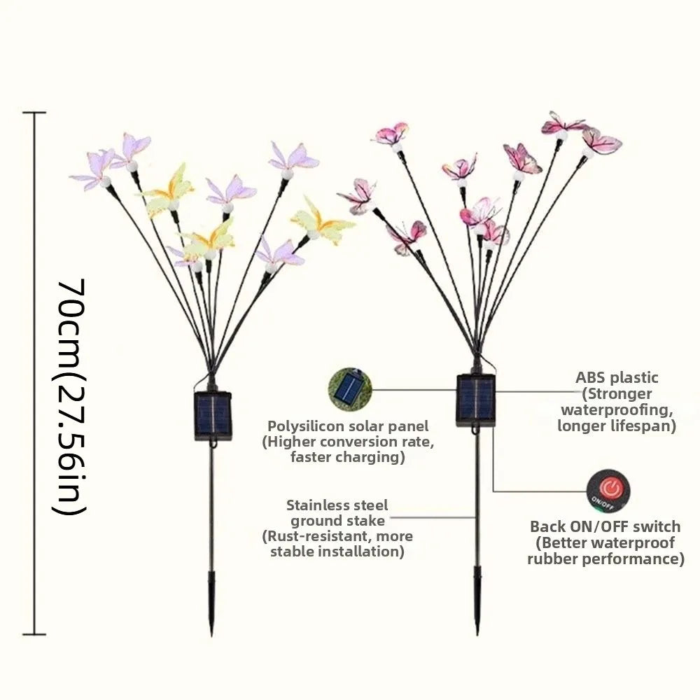 Butterfly Solar Garden Lights 6/9 Head – 8 Modes, Waterproof Solar Garden Light Babs