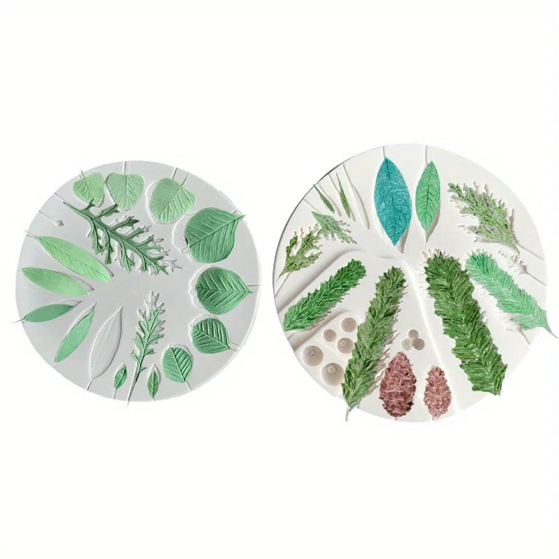 2pc Silicone Wreath Mold – Leaf & Pine Cone Crafting Set Silicone Craft Mold Babs