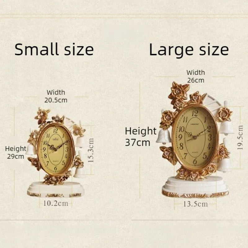 Retro Luxury Tabletop Clock – Silent Quartz Antique Desk Clock Decorative Desk Clock Babs