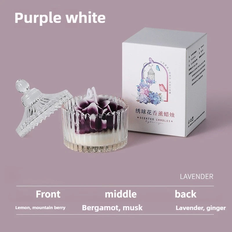 Hydrangea Soy Wax Scented Candle in Glass Jar | Home Gift Scented Candle Babs Lavender