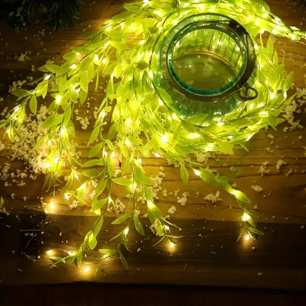 2M Artificial Willow Vine Garland – Green Leaf Room Decor Artificial Vine Garland Babs