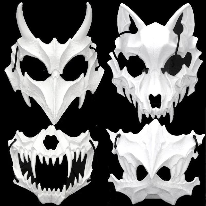 Halloween Skeleton Half Face Mask – Anime Cosplay Costume Prop Costume Face Mask Babs