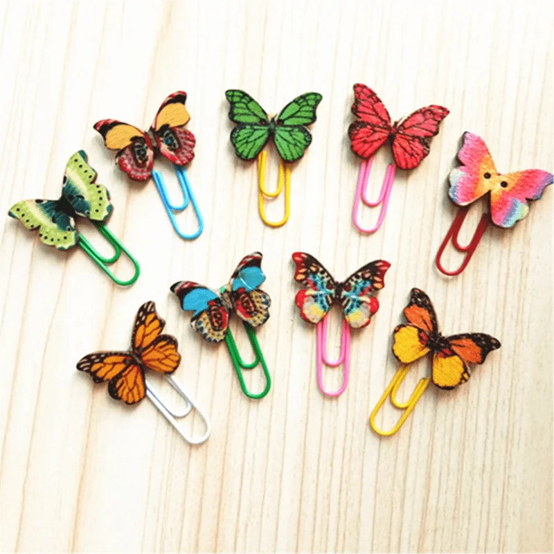 6Pcs Butterfly Paper Clips Cartoon Bookmarks & Binder Clips Decorative Paper Clips Babs