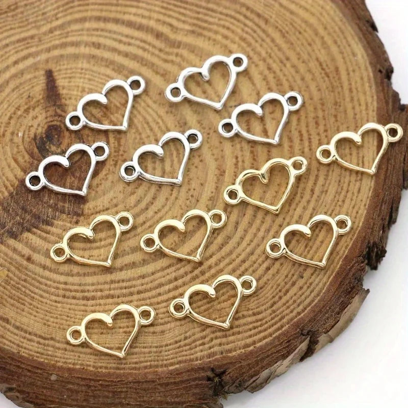 50pcs Silver Plated Heart Charm Connectors – Jewelry Making Jewelry Charm Connectors Babs