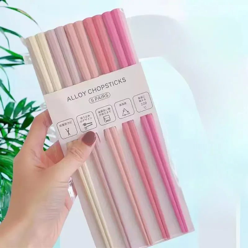 Macaron Hexagonal PET Chopsticks 10 Pairs – Colorful Home Set Chopsticks Set Babs