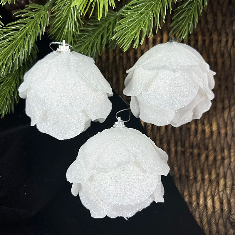3pcs White Foam Christmas Ball Ornaments 8cm | Xmas Tree Decor Christmas Ornaments Babs C 8cm