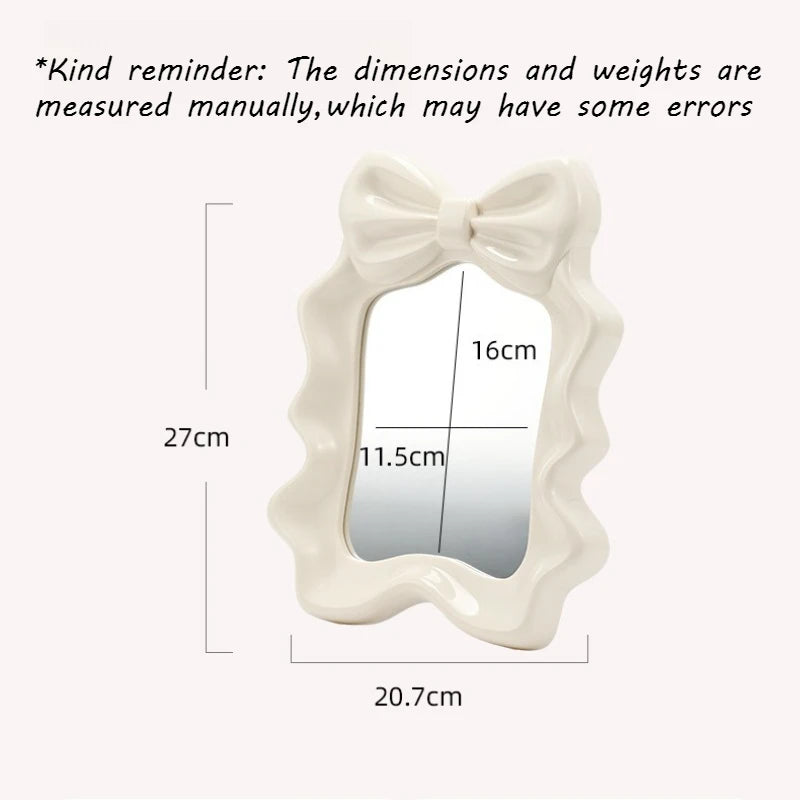 Ruffled Bow Desktop Makeup Mirror – Dorm & Bedroom Décor Desktop Makeup Mirror Babs