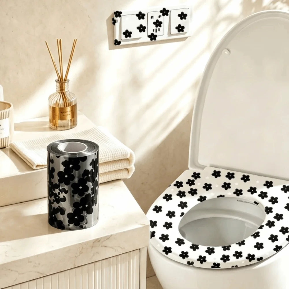 Disposable Adhesive Toilet Seat Covers – Waterproof, 133 Pcs Disposable Seat Covers Babs Plum Blossom2