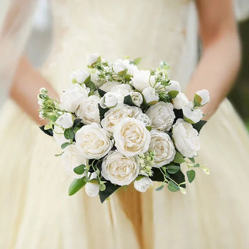 Silk Rose Artificial Flowers UV Protection Bridal Bouquet Artificial Flower Bouquet Babs