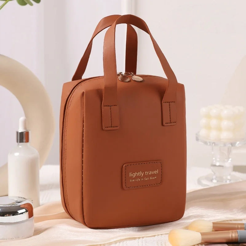 Large PU Leather Makeup Bag – Travel Cosmetic Organizer Travel Cosmetic Bag Babs Brown