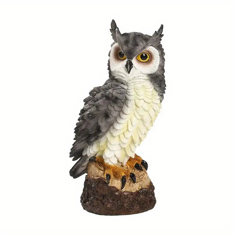 Resin Bionic Owl Garden Figurine – Outdoor Porch & Yard Décor Garden Figurine Babs Grey