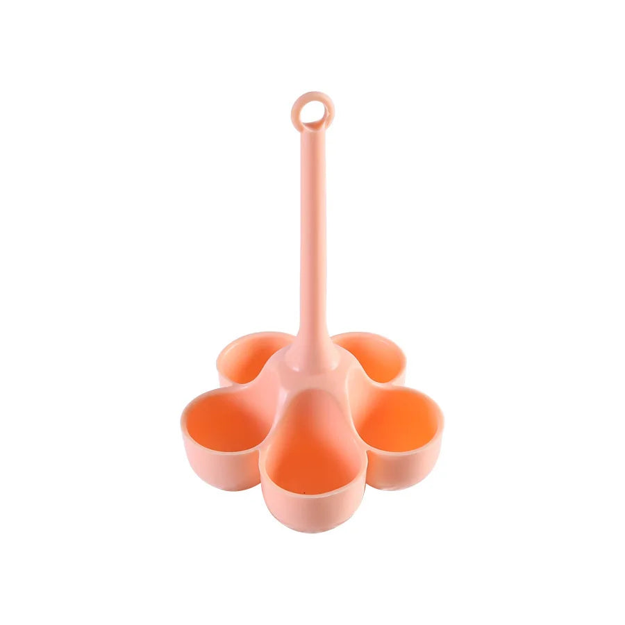 Silicone Egg Boiling Tray 5-Hole Handle | Boiled Egg Holder Egg Boiling Tray Babs Pink