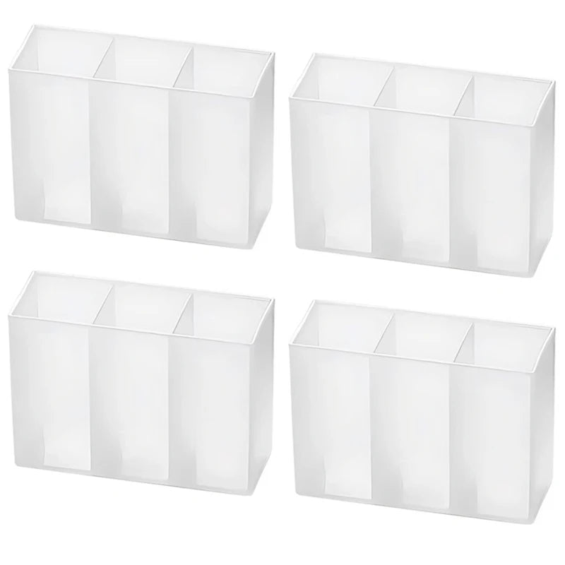 3-Grid Mini Plastic Desk Organizer – Makeup & Home Storage Desk Organizer Babs 4Pcs