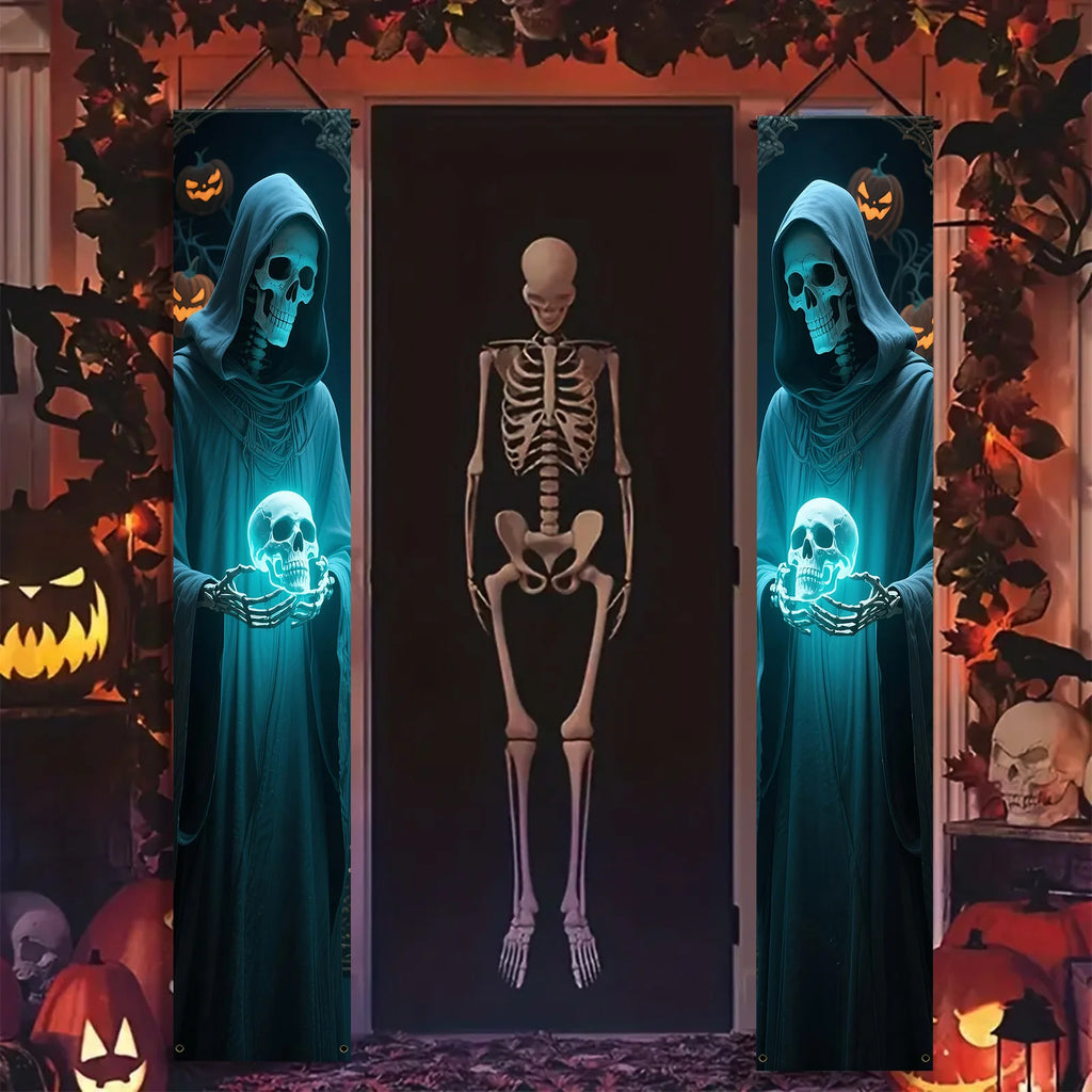 Halloween Hanging Banner – Skeleton & Hooded Figure Décor Halloween Hanging Banner Babs