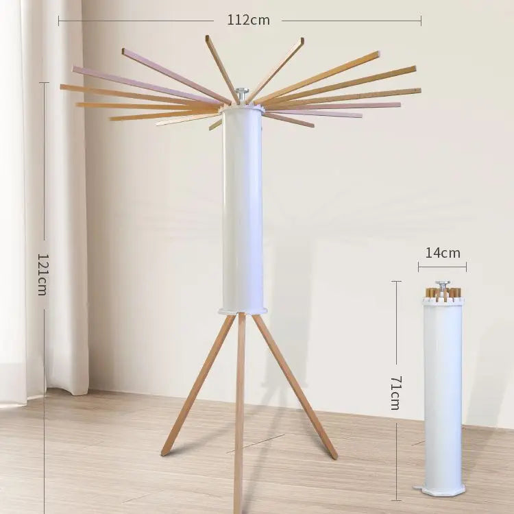 Folding Wooden Clothes Drying Rack – 16-Bar Floor-Standing Clothes Drying Rack Babs Wood-White