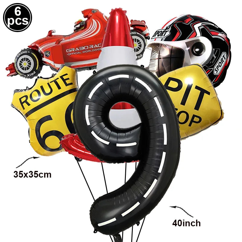 6-Piece Race Car Balloon Kit – Racing Birthday Party Decor Party Balloon Kit Babs C Number 9 As picture show