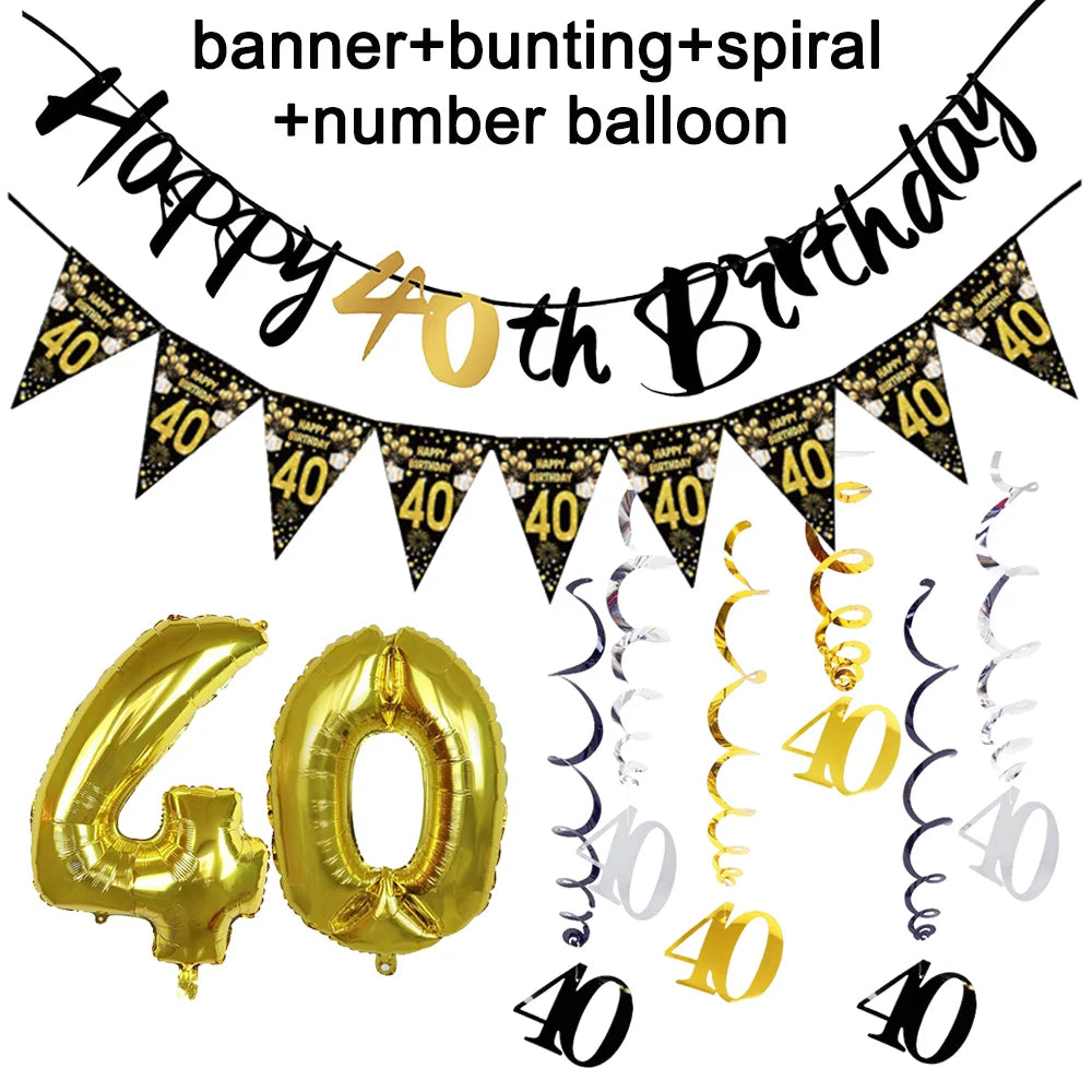 40th Birthday White & Gold Disposable Party Tableware Set Disposable Party Tableware Babs VIOLET/紫罗兰