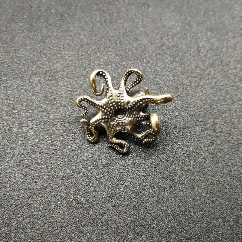Brass Octopus Figurine – Antique Copper Tea Pet Desk Ornament Decorative Figurine Babs