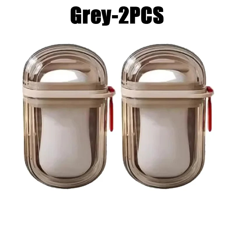 Travel Soap Box with Lid – Leakproof, Draining Soap Case Travel Soap Case Babs Grey-2PCS