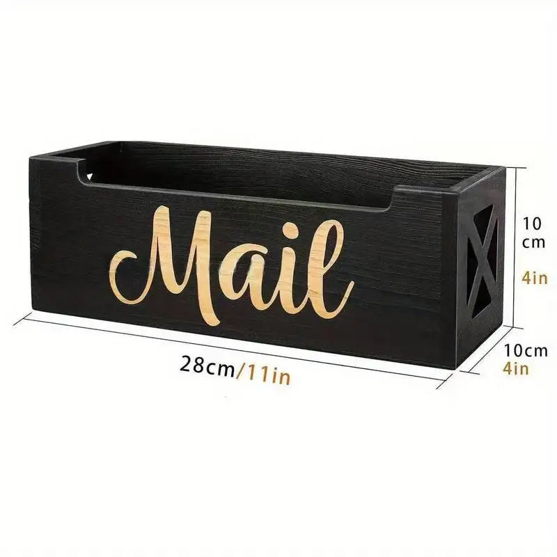 Black Wooden Desk Organizer – Wall Mount Mail & Pen Storage Desk Organizer Babs 1pc