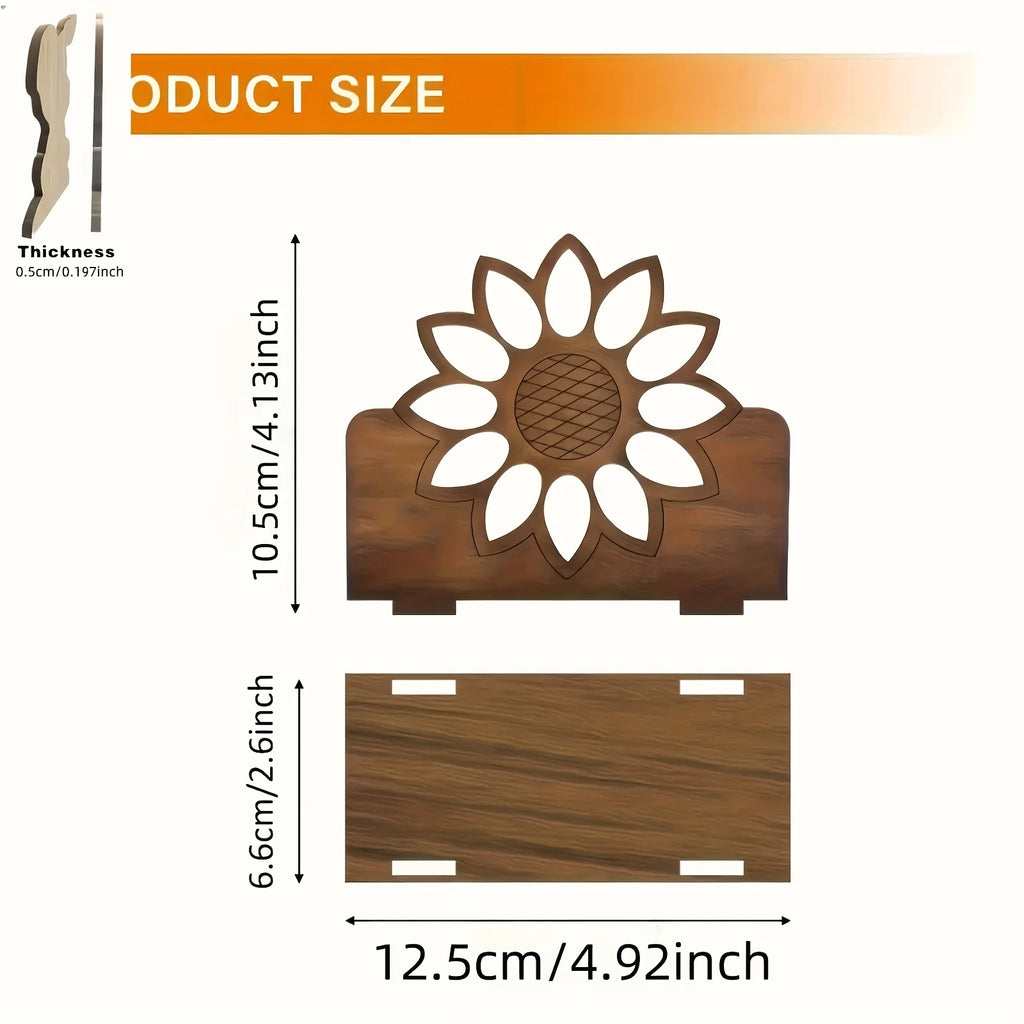 Wooden Sunflower Napkin Holder – Farmhouse Cocktail Style Napkin Holder Babs