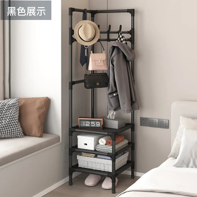 Corner Clothes Rack Multi-Tier Adjustable Standing Coat Hanger Corner Coat Rack Babs 3layers-black