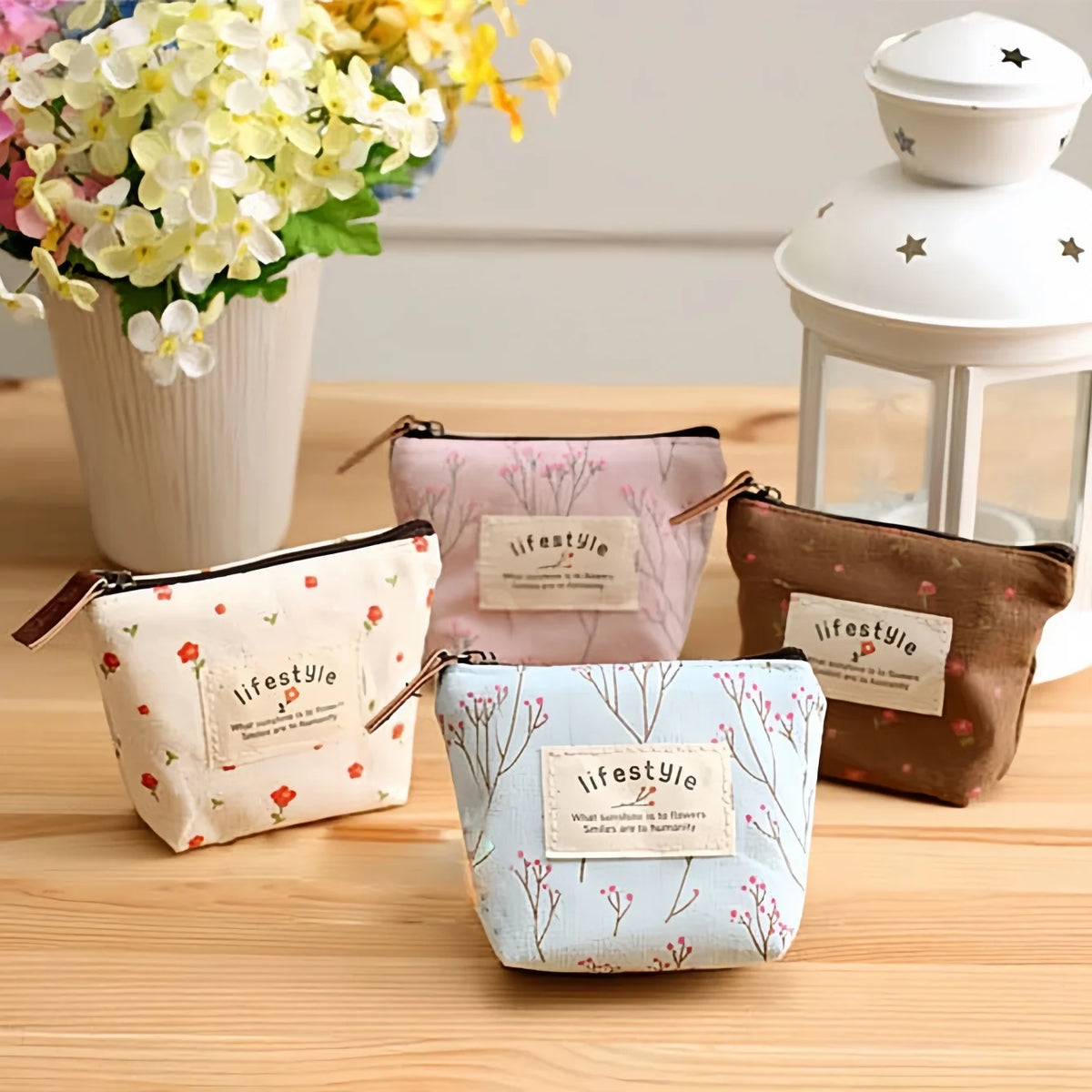 Cute Floral Canvas Coin Purse – Kiss Lock Clasp Mini Wallet Coin Purse Babs
