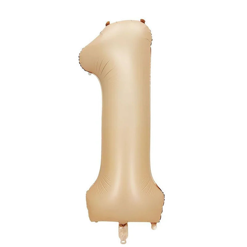 32/40" Cream Foil Number Balloons 1–9 | Party & Wedding Decor Foil Number Balloons Babs Caramel1 32inch