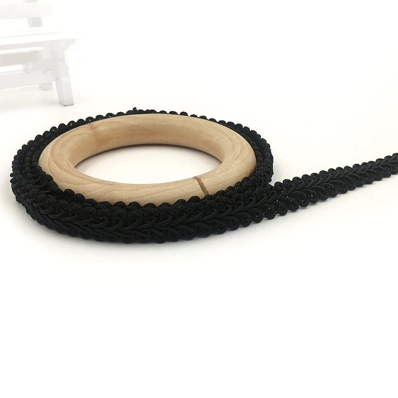 5M Centipede Braided Cotton Lace Trim 12mm – DIY Sewing Ribbon Lace Trim Ribbon Babs black