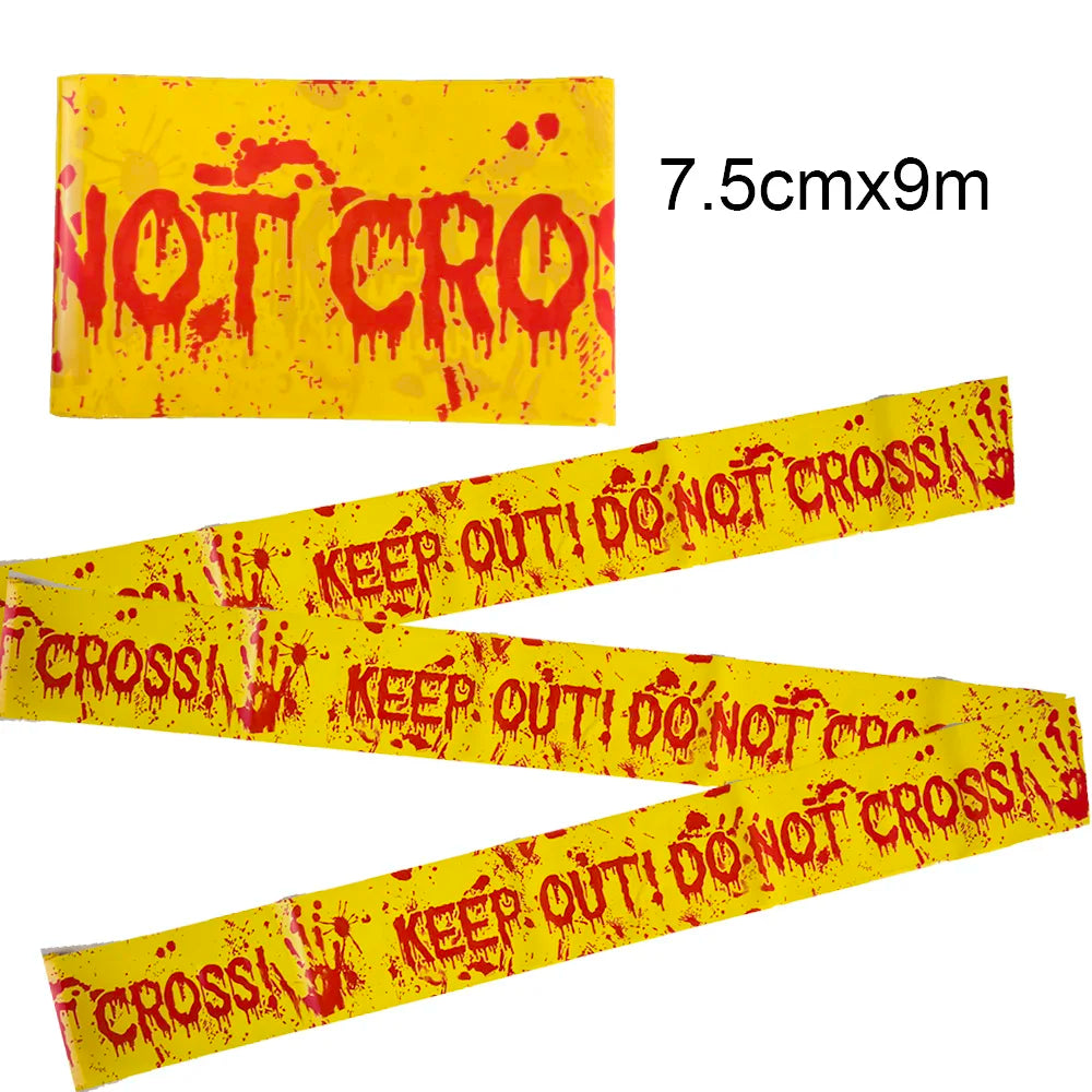 Halloween Skull Caution Warning Tape 7.5cm×9m – DIY Decor Halloween Caution Tape Babs 9M-E