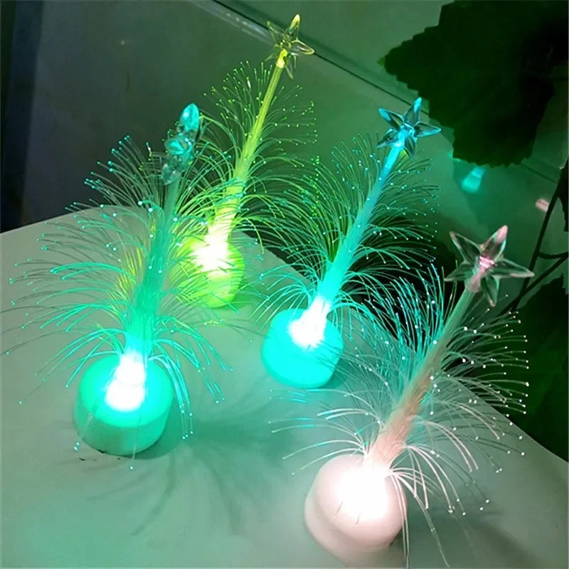 12Pcs Fiber Optic Christmas Trees Color-Changing Star Ornaments Christmas Tree Ornaments Babs