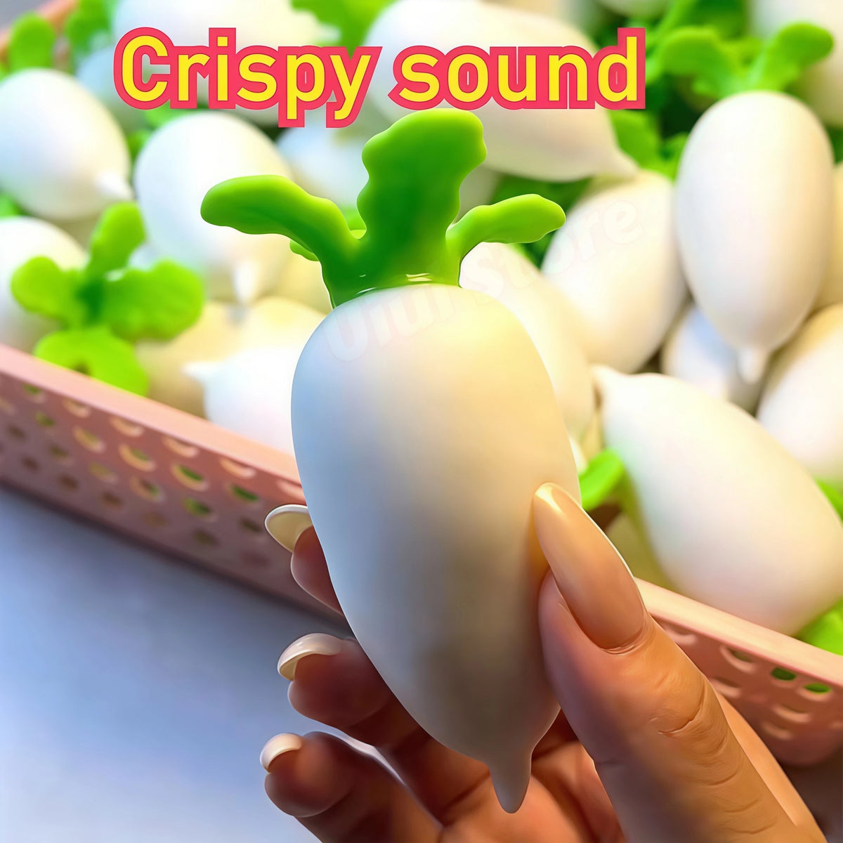 White Radish Crunchy Squishy ASMR Fidget Stress Ball Toy Squishy Fidget Toy Babs