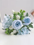 Artificial Silk Peony Hydrangea Bouquet – Wedding & Home Décor Artificial Flower Bouquet Babs Blue 1pc