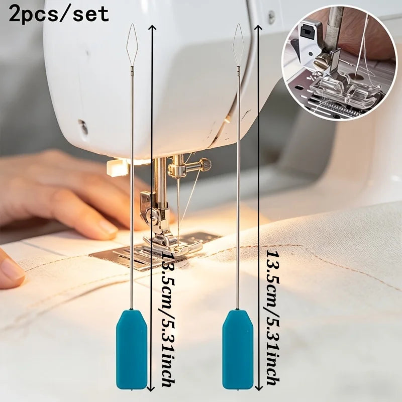 Needle Threader Blue Handle – 2/4/6 Pcs Quick Sewing Tool Needle Threader Babs 2Pcs 13.5cm
