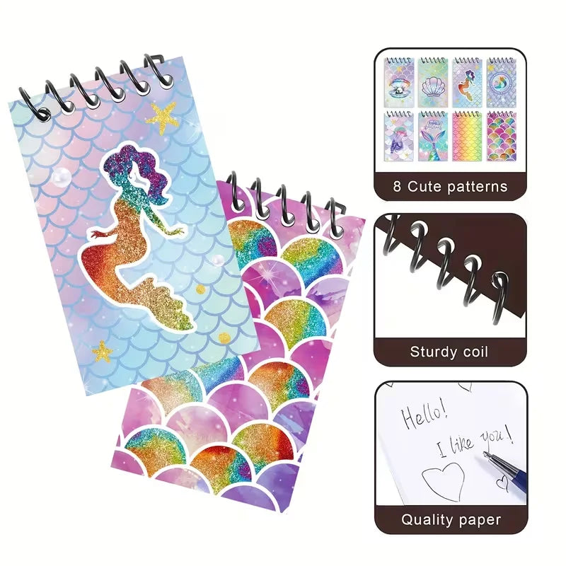 Mermaid Theme Notebooks & Pens – Kids Ocean Party Favors 8/12 Sets Party Favor Set Babs